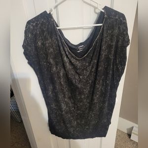 2X Black Acid Wash Wide Neck Tee